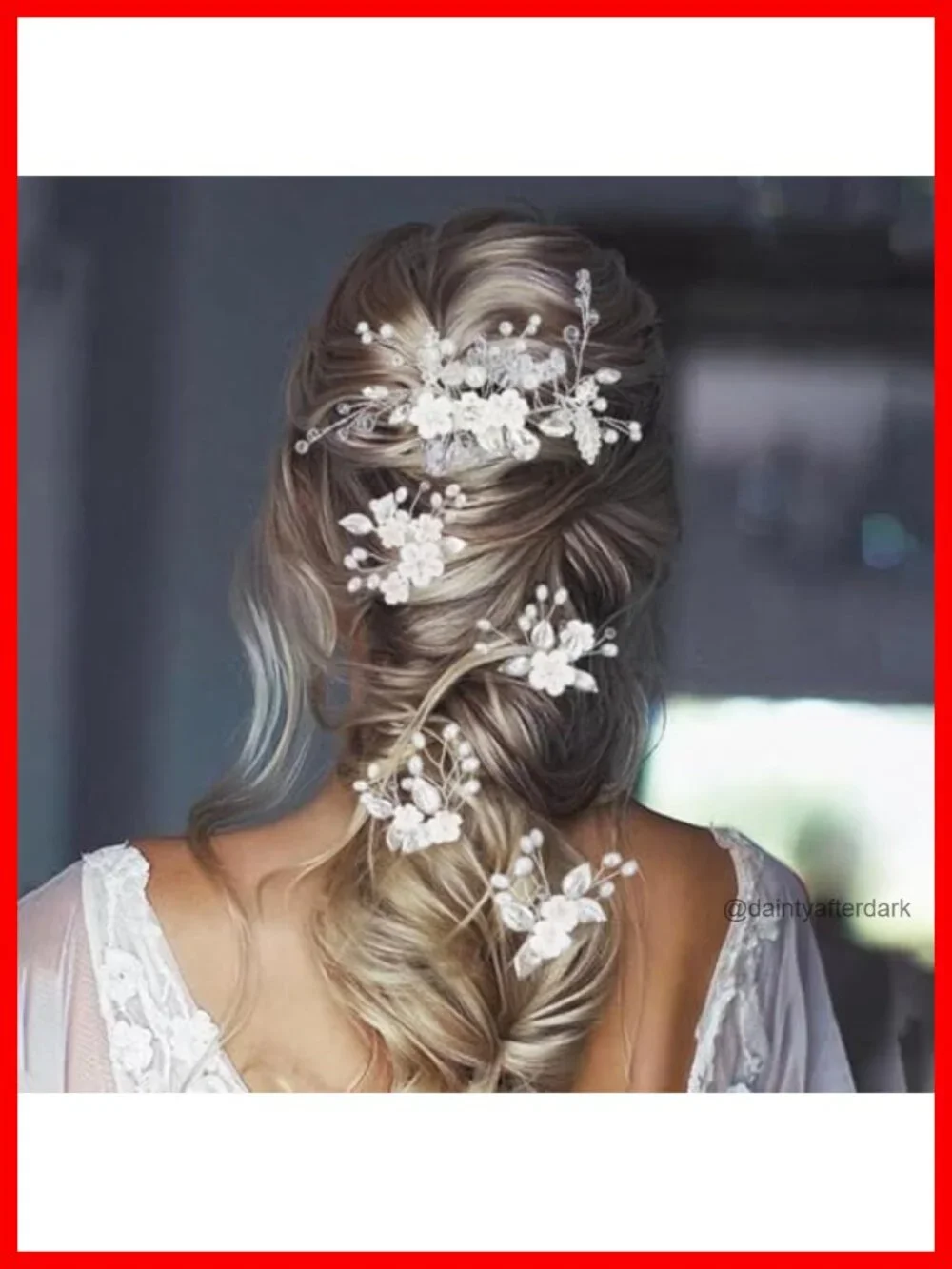 6pc Bridal Flower Hair Pins Crystal Pearl Rhinestone Wedding Hair Clips Updo